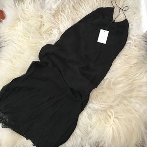 IRO Black Eyelet-Trim Spaghetti Strap Midi Dress